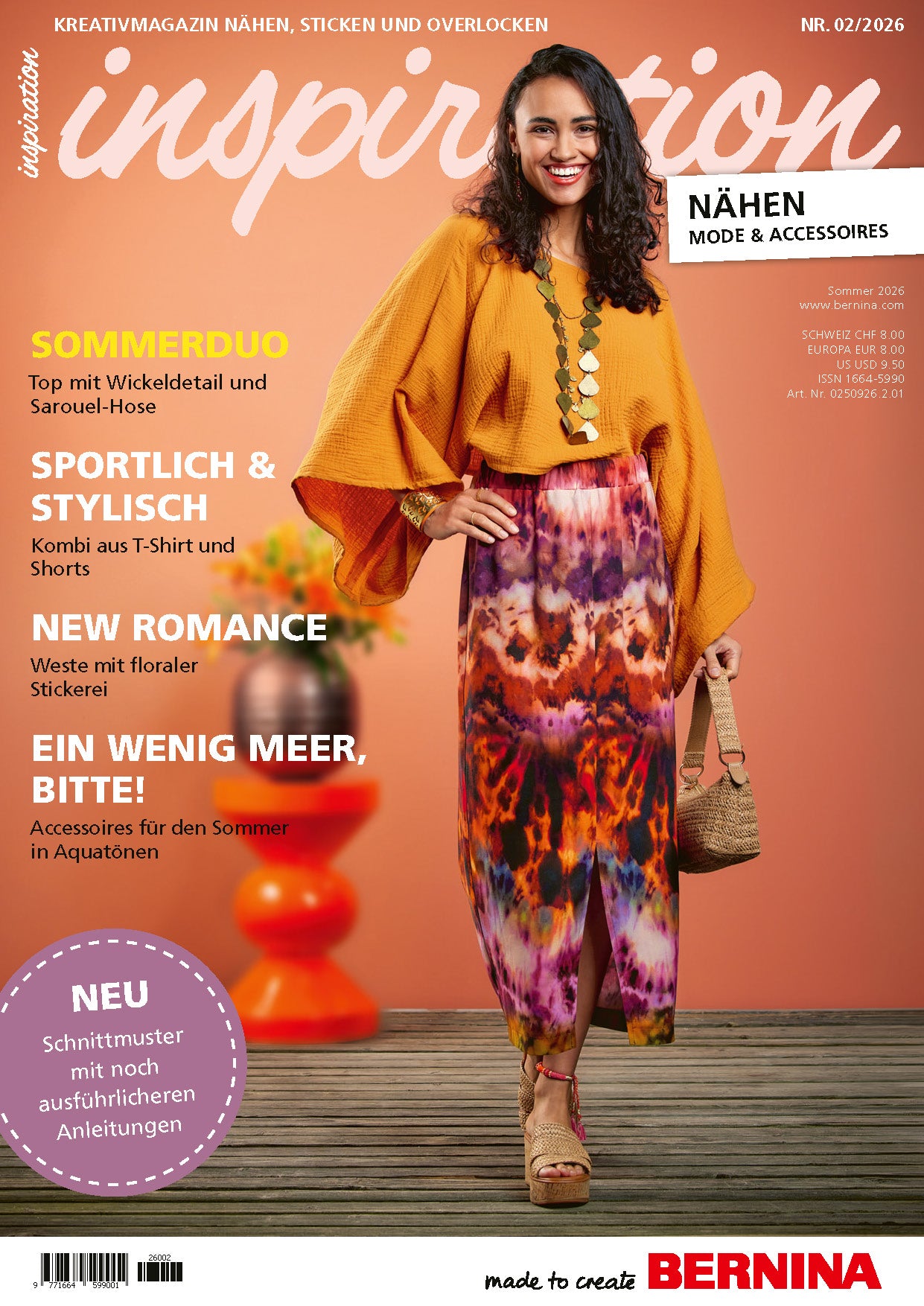 BERNINA inspiration Magazin Ausgabe 02 2026 mit kreativen Nähideen