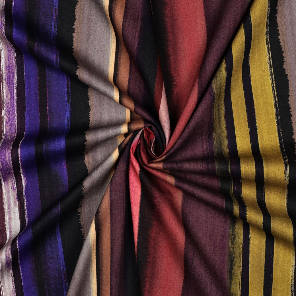 Popeline Stripe Lila-Bordeaux – Baumwollstoff