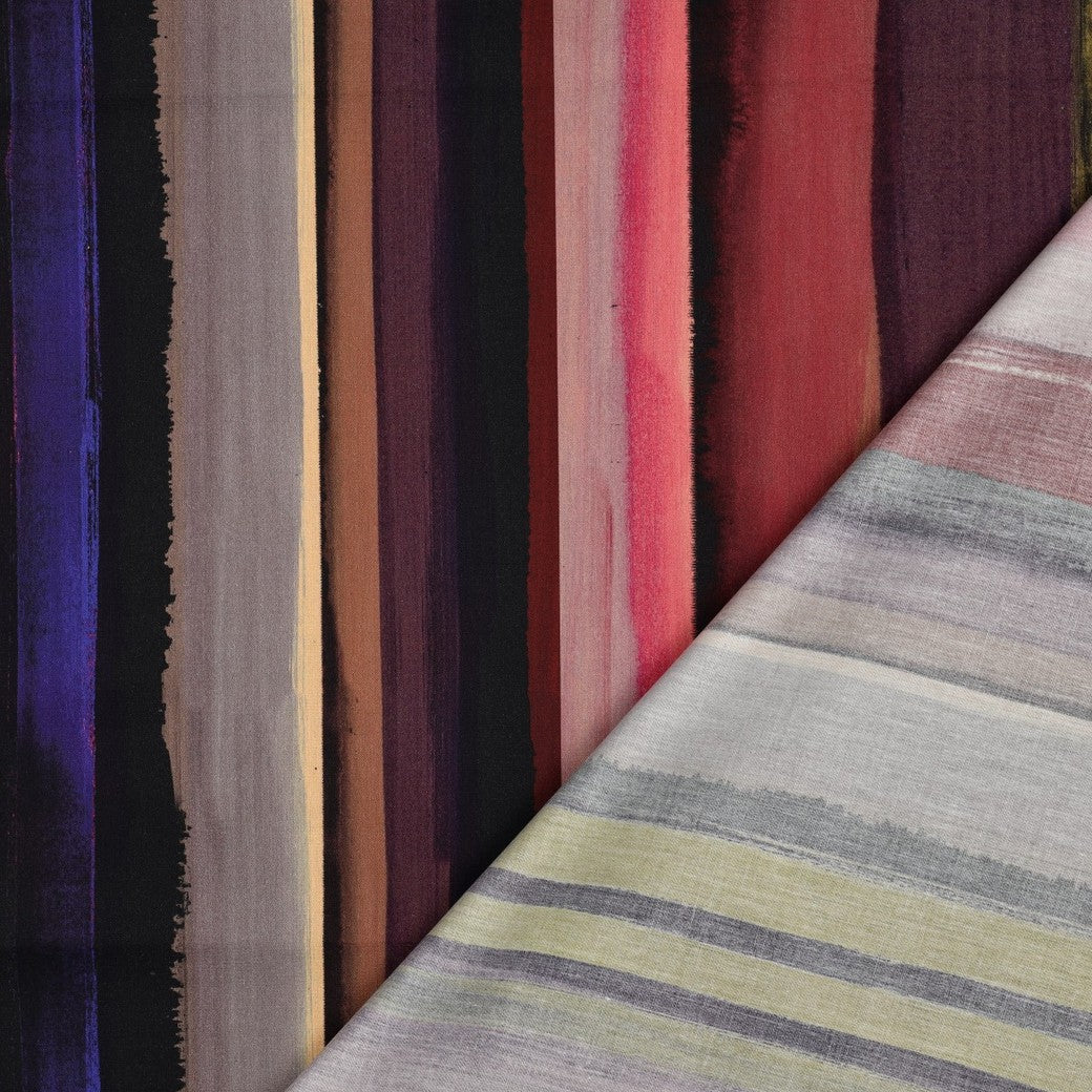 Popeline Stripe Lila-Bordeaux – Baumwollstoff