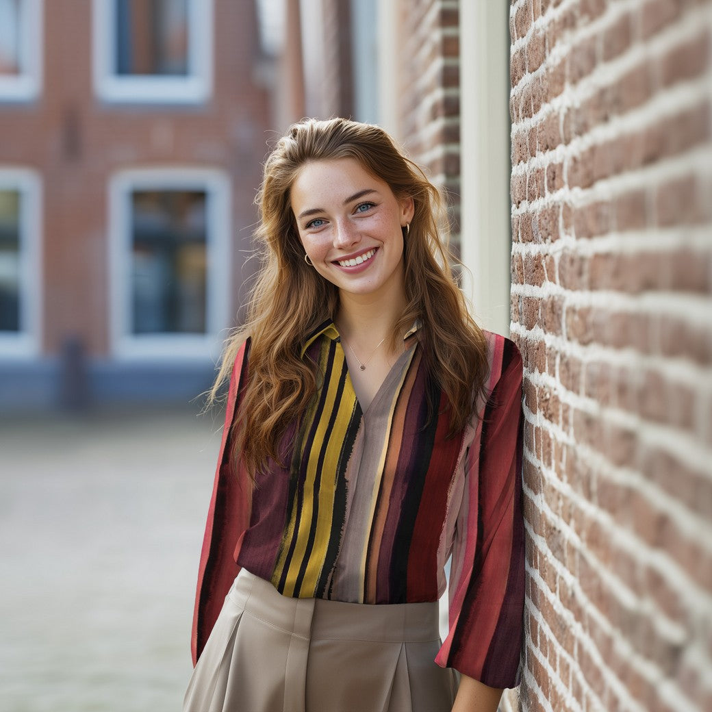 Popeline Stripe Lila-Bordeaux – Baumwollstoff