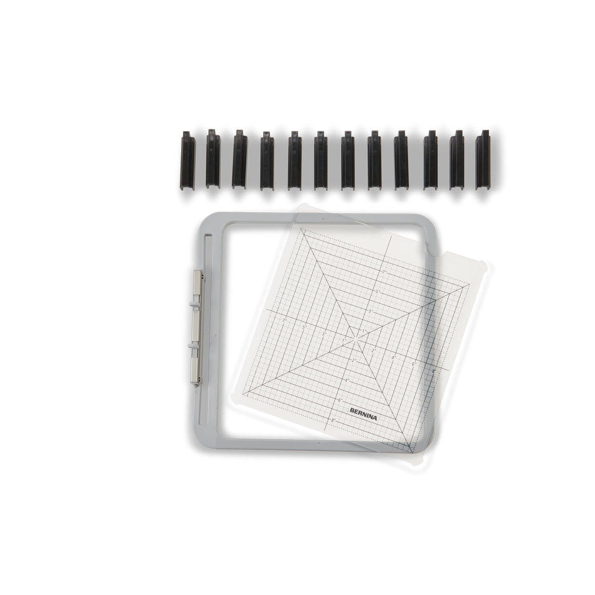 Bernina Klemmen-Stickrahmen 21,5 x 21,5 cm mit Klemmen – Original Bernina Zubehör für komfortables Sticken.