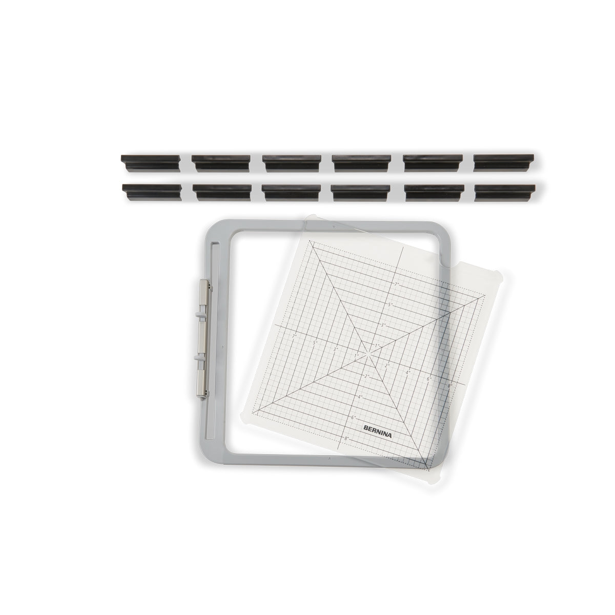Bernina Klemmen-Stickrahmen 21,5 x 21,5 cm mit Klemmen – Original Bernina Zubehör für komfortables Sticken.