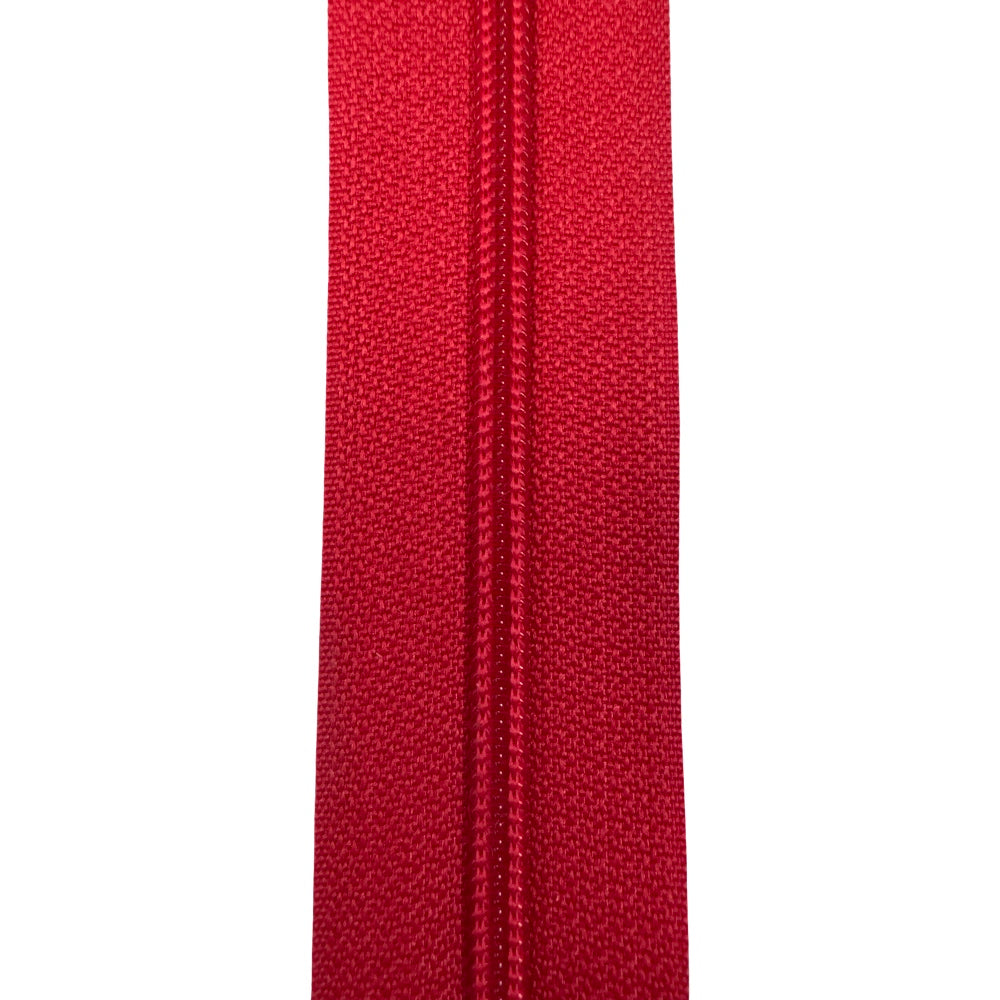 Endlos Spiralreißverschluss 4,2 mm PR0 als Meterware aufgerollt in rot, mit sichtbarer Spirale