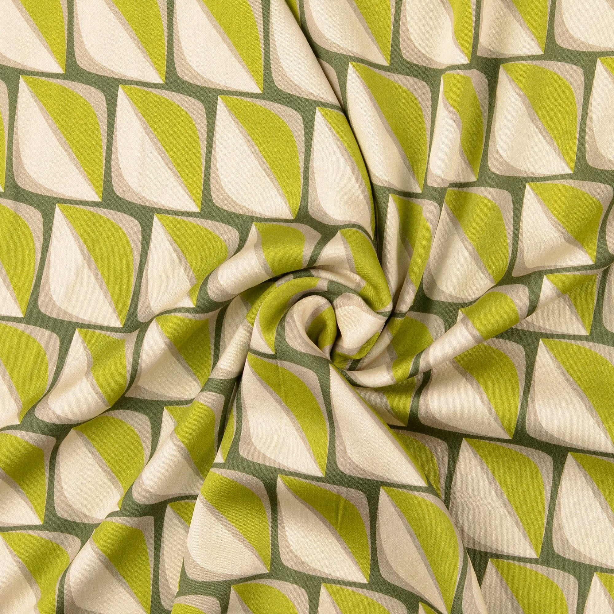 Viskose Satin Stoff elastisch abstrakt grün Meterware