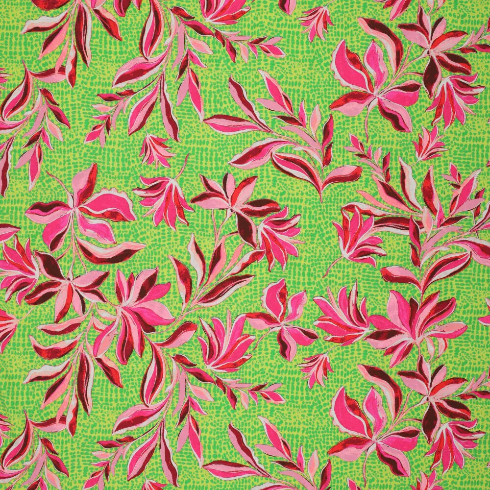 Viskosejersey Blumen grün elastisch leichter Stoff für Bekleidung