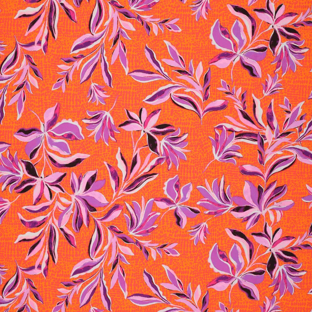 Viskose Druck Flowers - orange elastisch