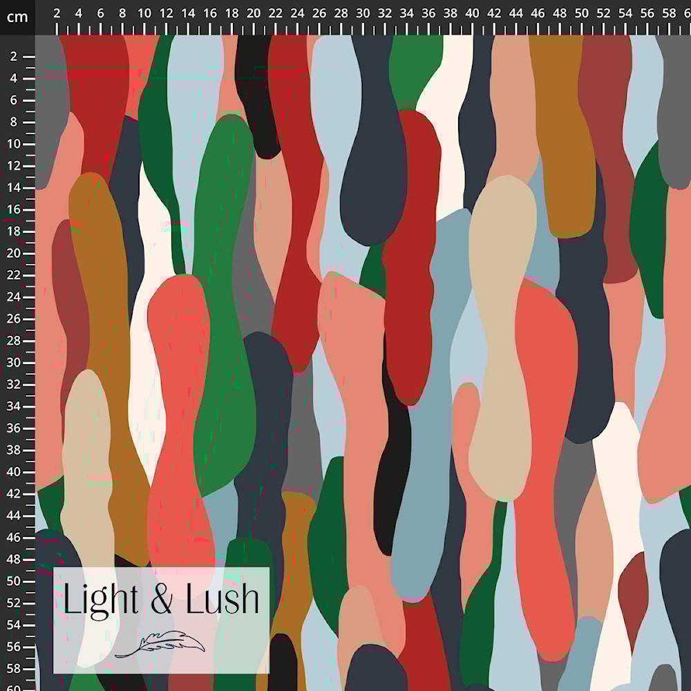 Light & Lush Viskose grün-rotbleu-kurkuma – bunter Stoff aus 100 % Viskose, 145 cm breit