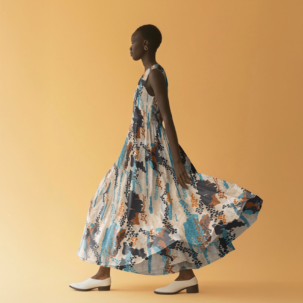 Light & Lush Viskose beige multicolor – bunter Stoff aus 100 % Viskose, 145 cm breit