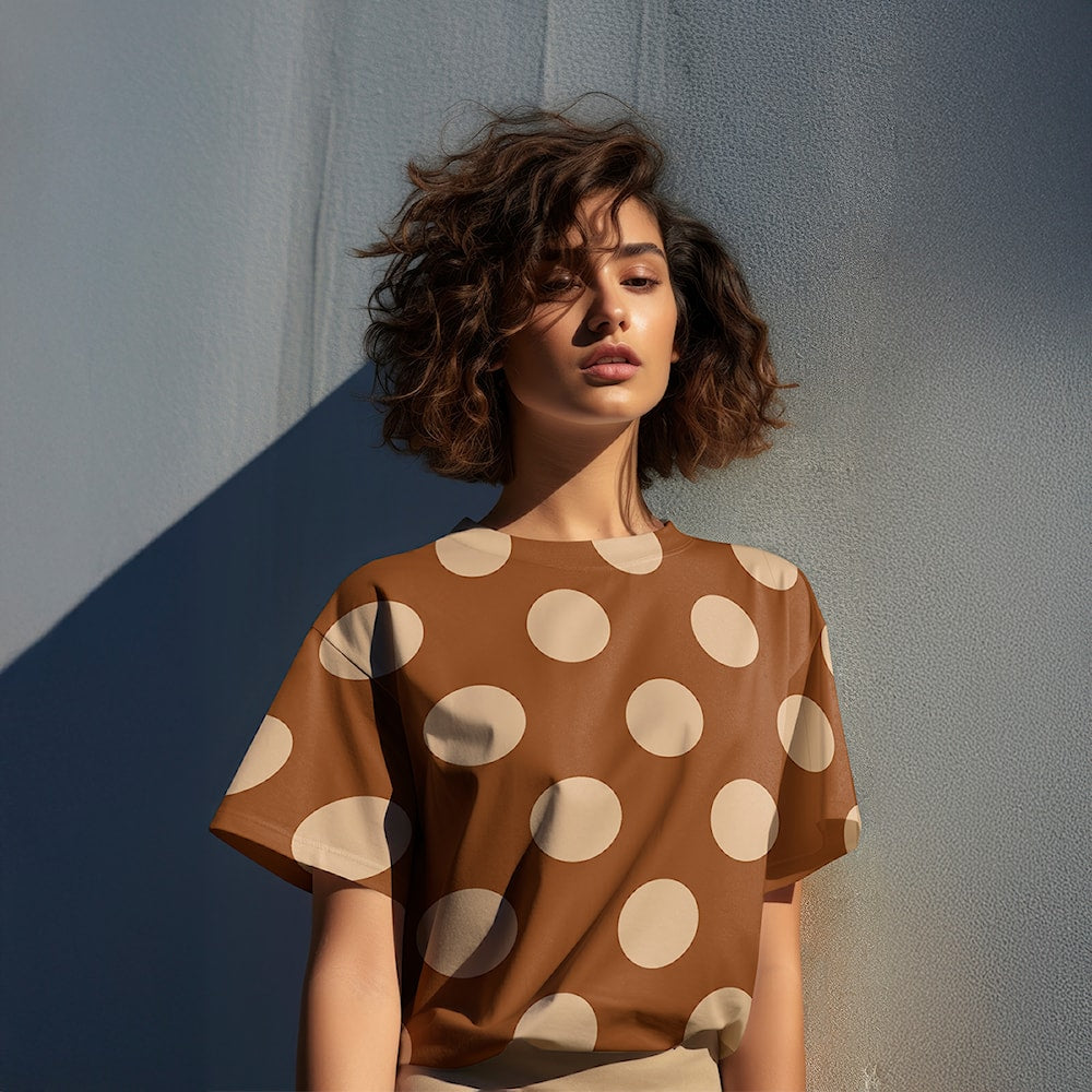 Light & Lush Maxi Dots zimt-beige – großer Punkte-Stoff aus 100 % Viskose, 145 cm breit, Farbe kann abweichen