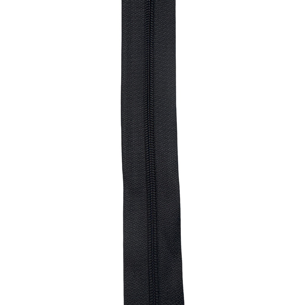 Endlos Spiralreißverschluss 4,2 mm PR0 als Meterware aufgerollt in schwarz, mit sichtbarer Spirale