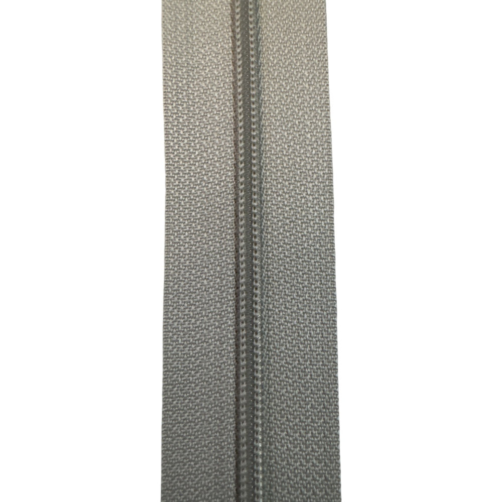 Endlos Spiralreißverschluss 4,2 mm PR0 als Meterware aufgerollt in hellgrau, mit sichtbarer Spirale