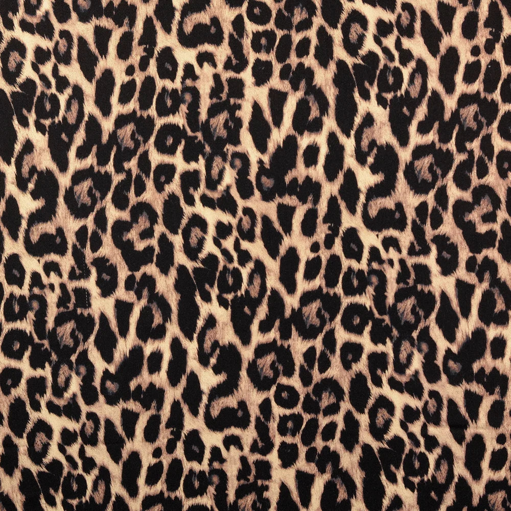 Viskosesatin mit Leopardenmuster in Beige, Braun und Schwarz