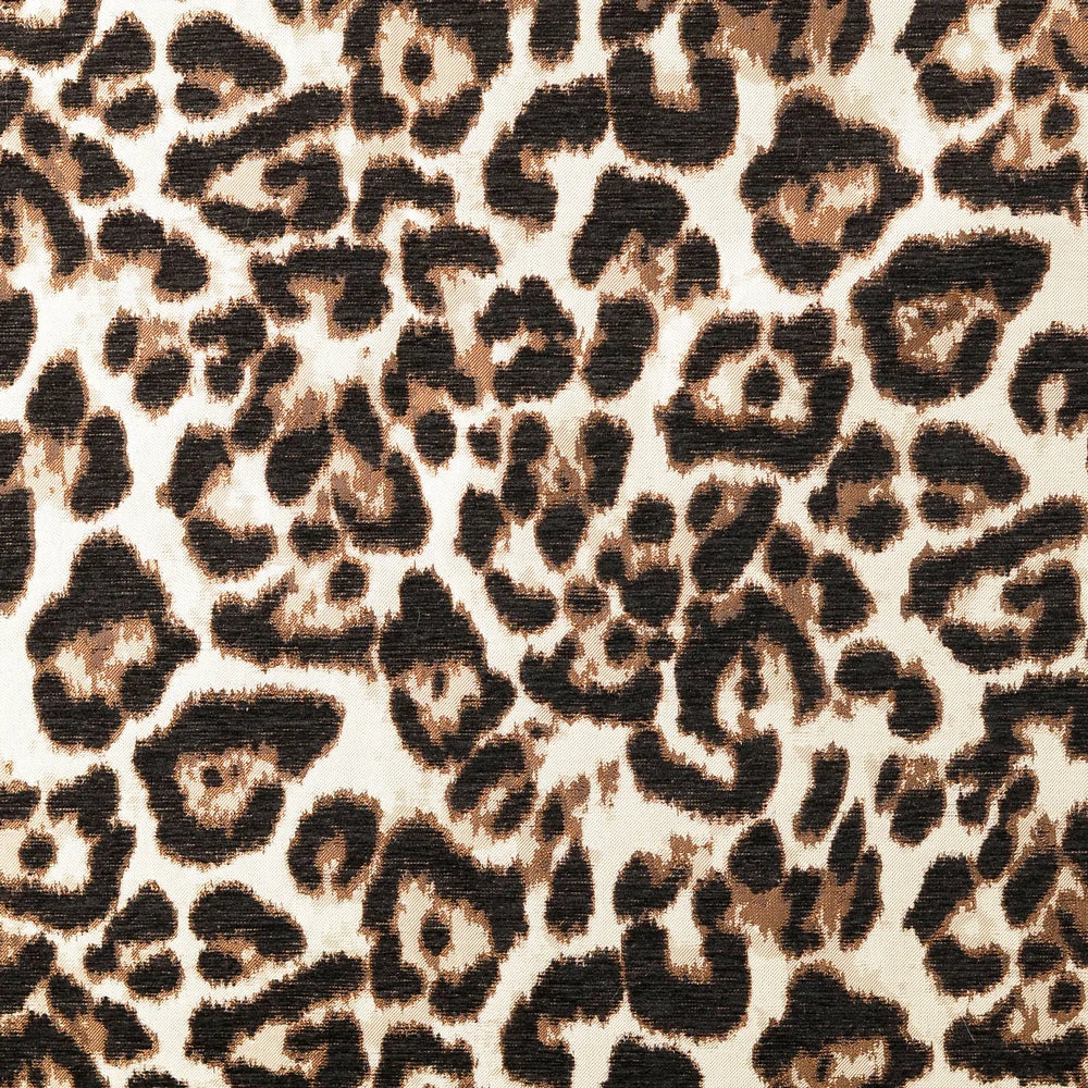 Jacquard-Stoff mit Leopardenmuster in Taupe, Braun, Creme und Schwarz