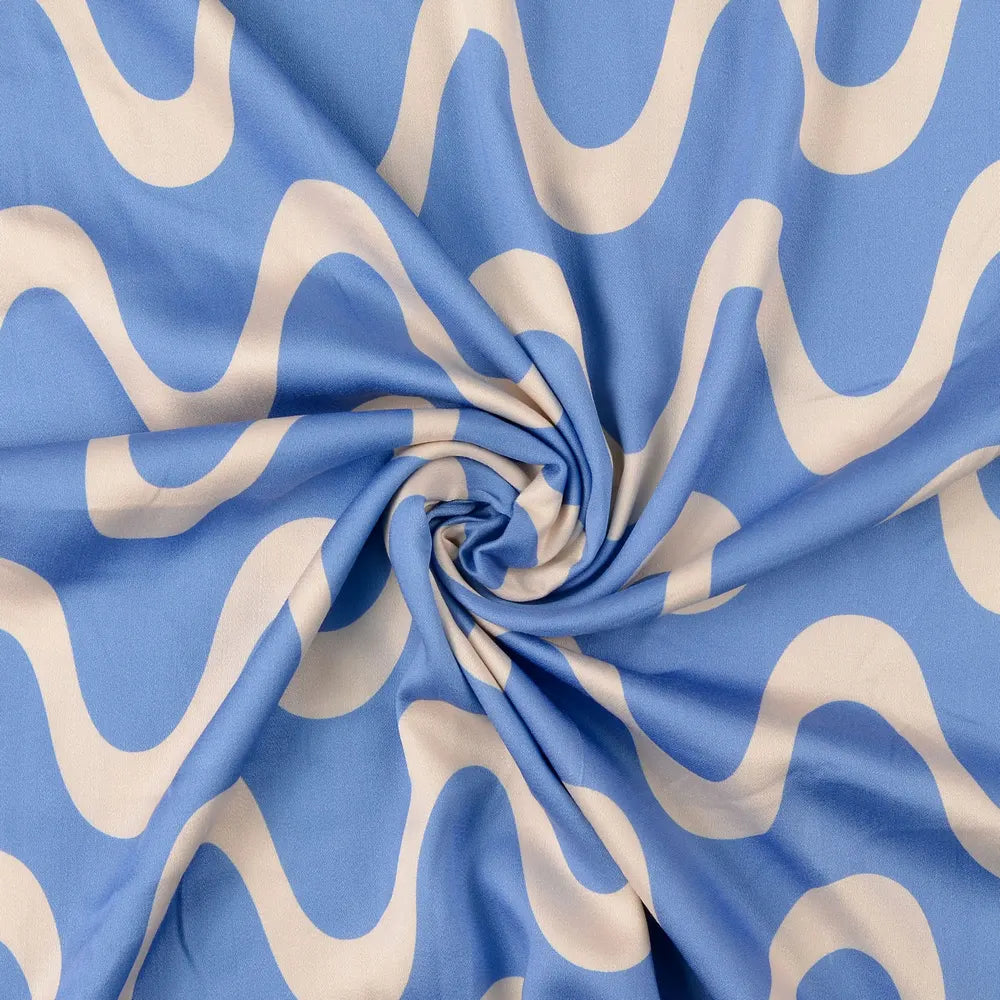 Viskose-Satin „Wave“ in Bleu