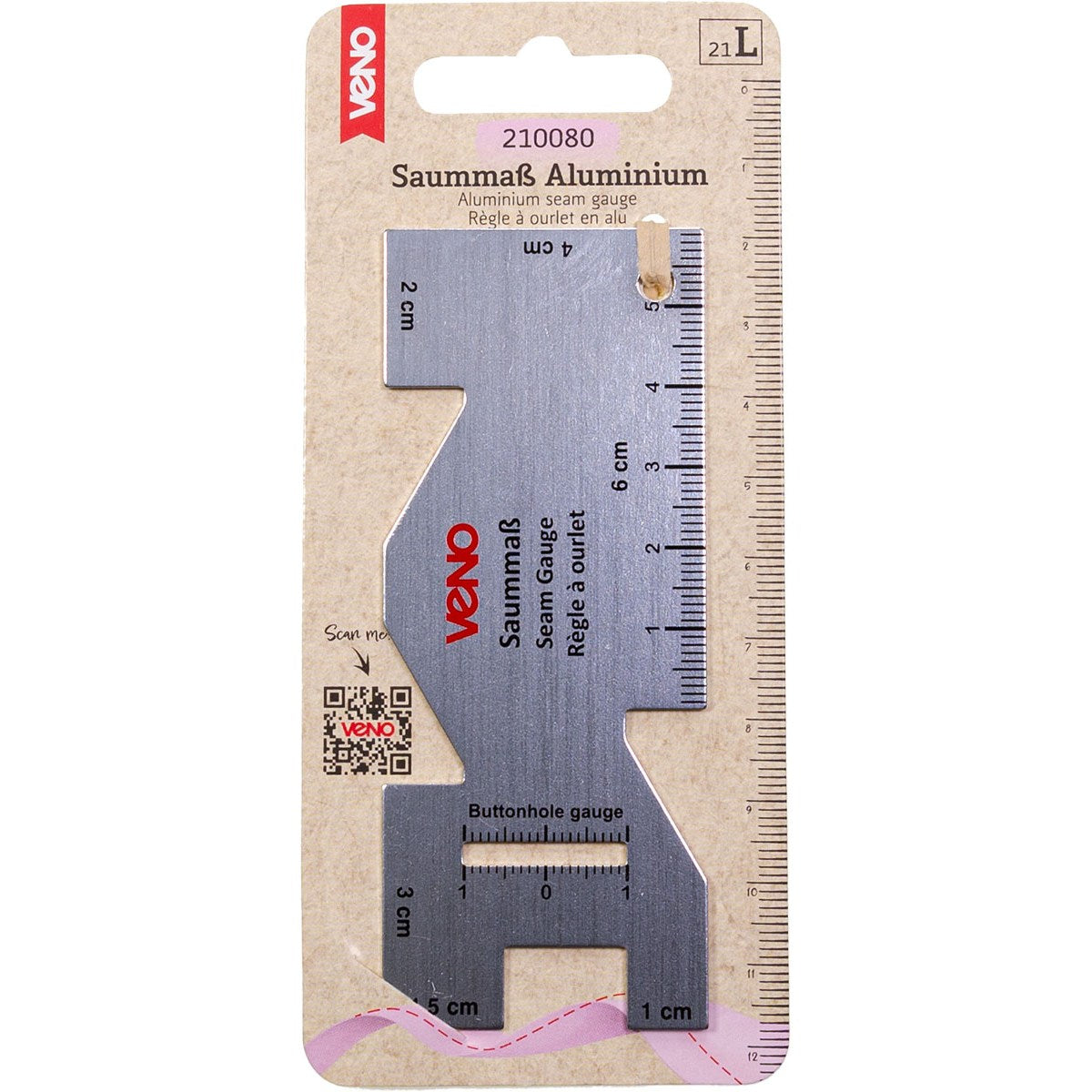 VENO Saummaß Alu 210080 – Alu-Maßstab mit klarer Skalierung
