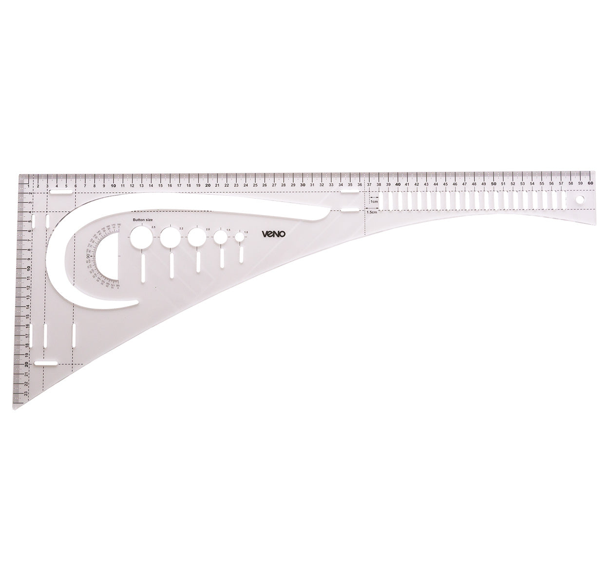 VENO Schneiderlineal 210088 – Transparentes Lineal mit Zentimeterskalierung