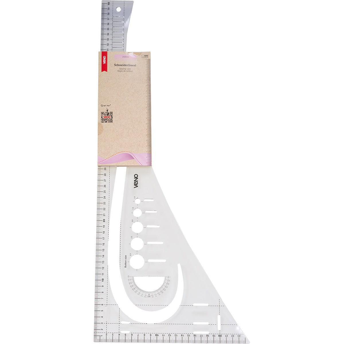 VENO Schneiderlineal 210088 – Transparentes Lineal mit Zentimeterskalierung