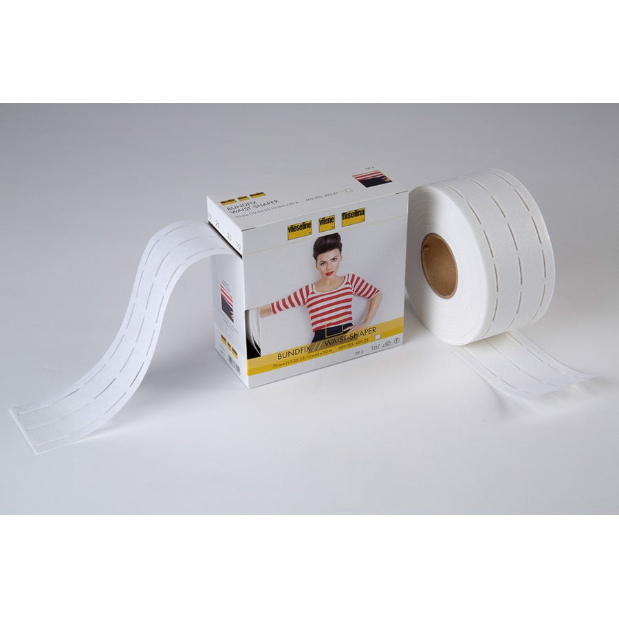 Freudenberg Bundfix 25 mm in Schwarz – vorgefalzte, aufbügelbare Bundeinlage mit Führungslinien für Hosen und Röcke