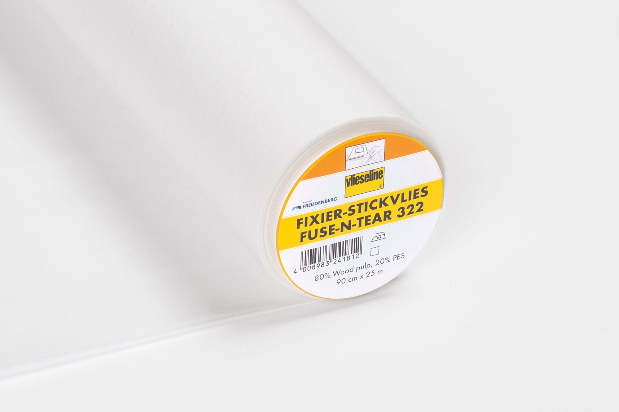 Vlieseline 322 Fuse-n-Tear – weißes, aufbügelbares Stickvlies zum Ausreißen für Maschinenstickerei & Applikationen