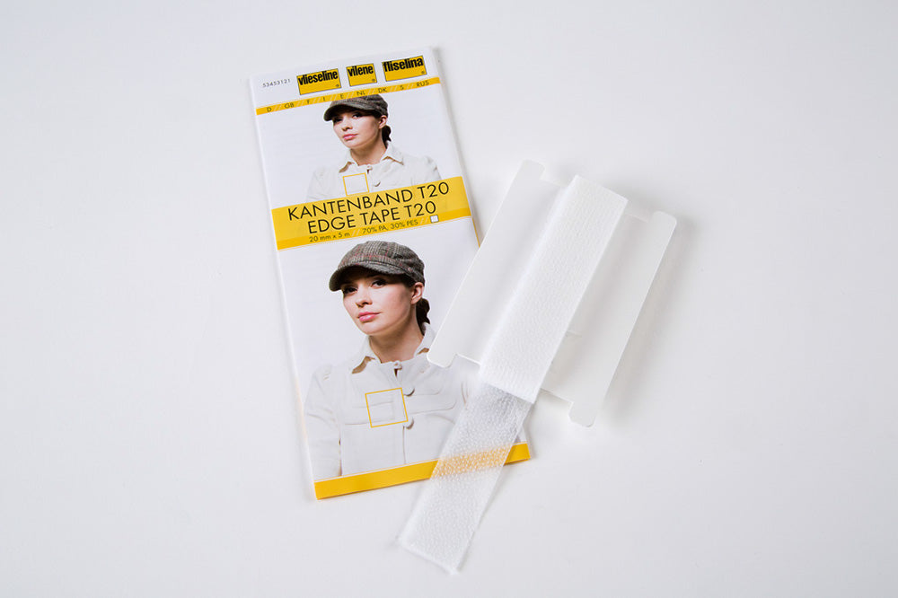 Freudenberg Kantenband T20 in Weiß – 20 mm aufbügelbares Band mit Kettstich zur Verstärkung von Vorder- und Saumkanten