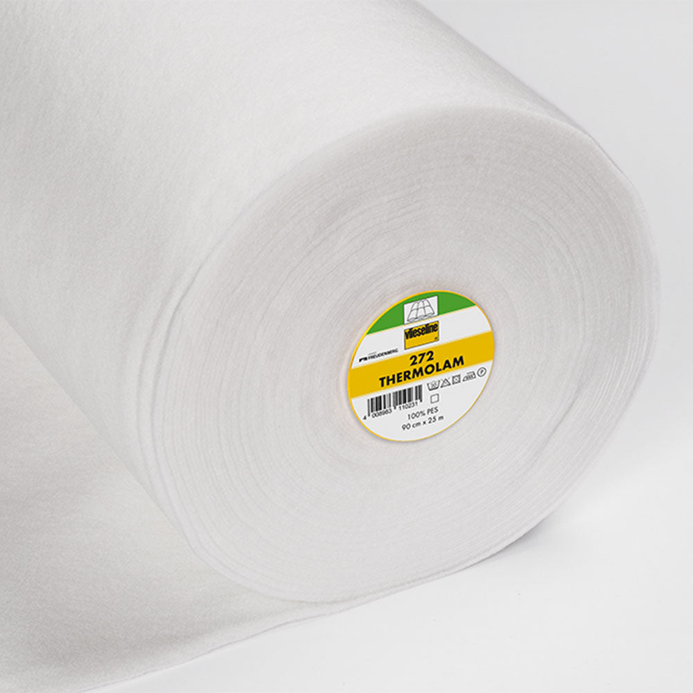 Vlieseline 272 Thermolam – dickes, weißes Volumenvlies mit isolierender Nadelfilzstruktur, 114 cm breit, ideal für Topflappen und Taschen
