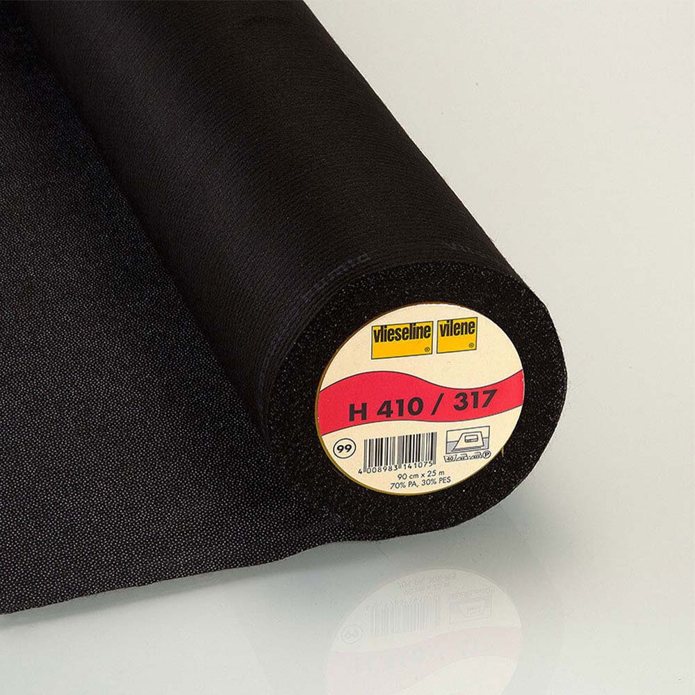 Vlieseline H 410 Schwarz – leichte, elastische Bügeleinlage mit Längsstabilisierung, 90 cm breit, ideal für Jersey, Stretch & Viskose