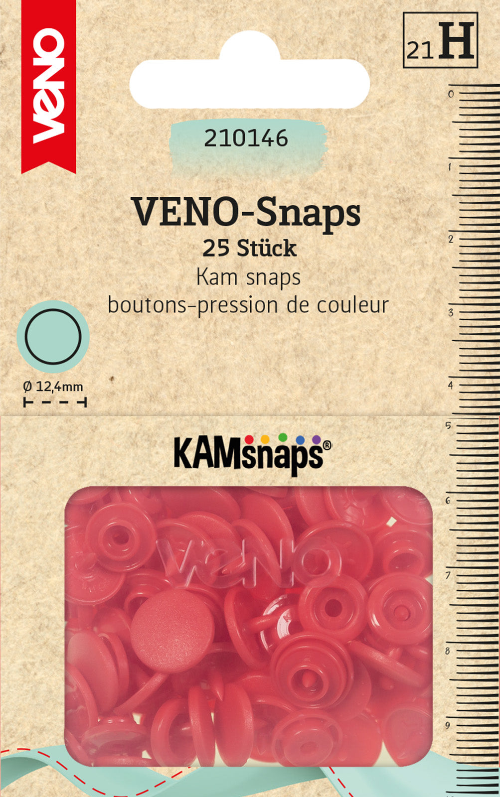 VENO Snaps rot – Druckknöpfe 12,4 mm für Nähprojekte