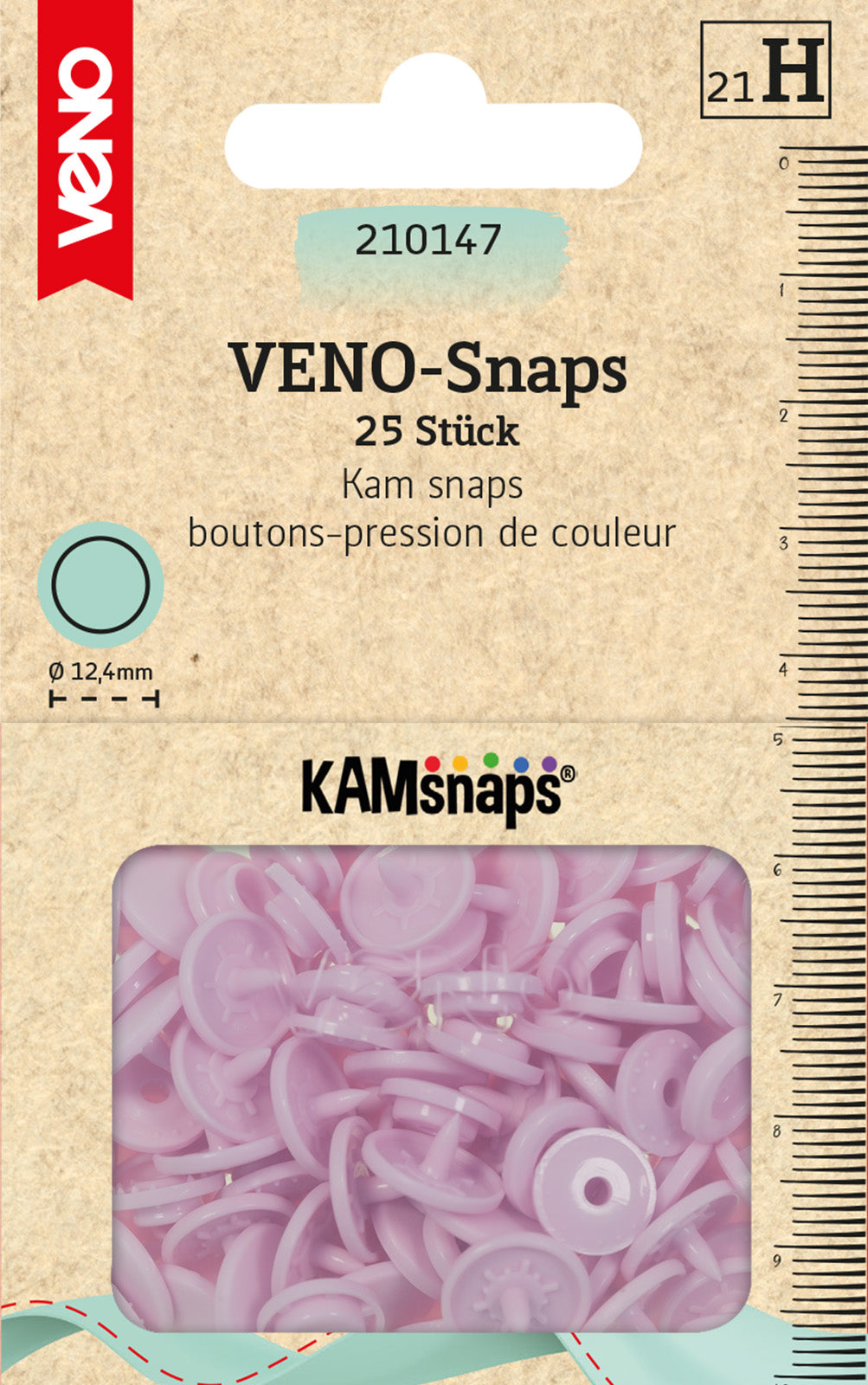 VENO Snaps rosa – Druckknöpfe 12,4 mm für Nähprojekte