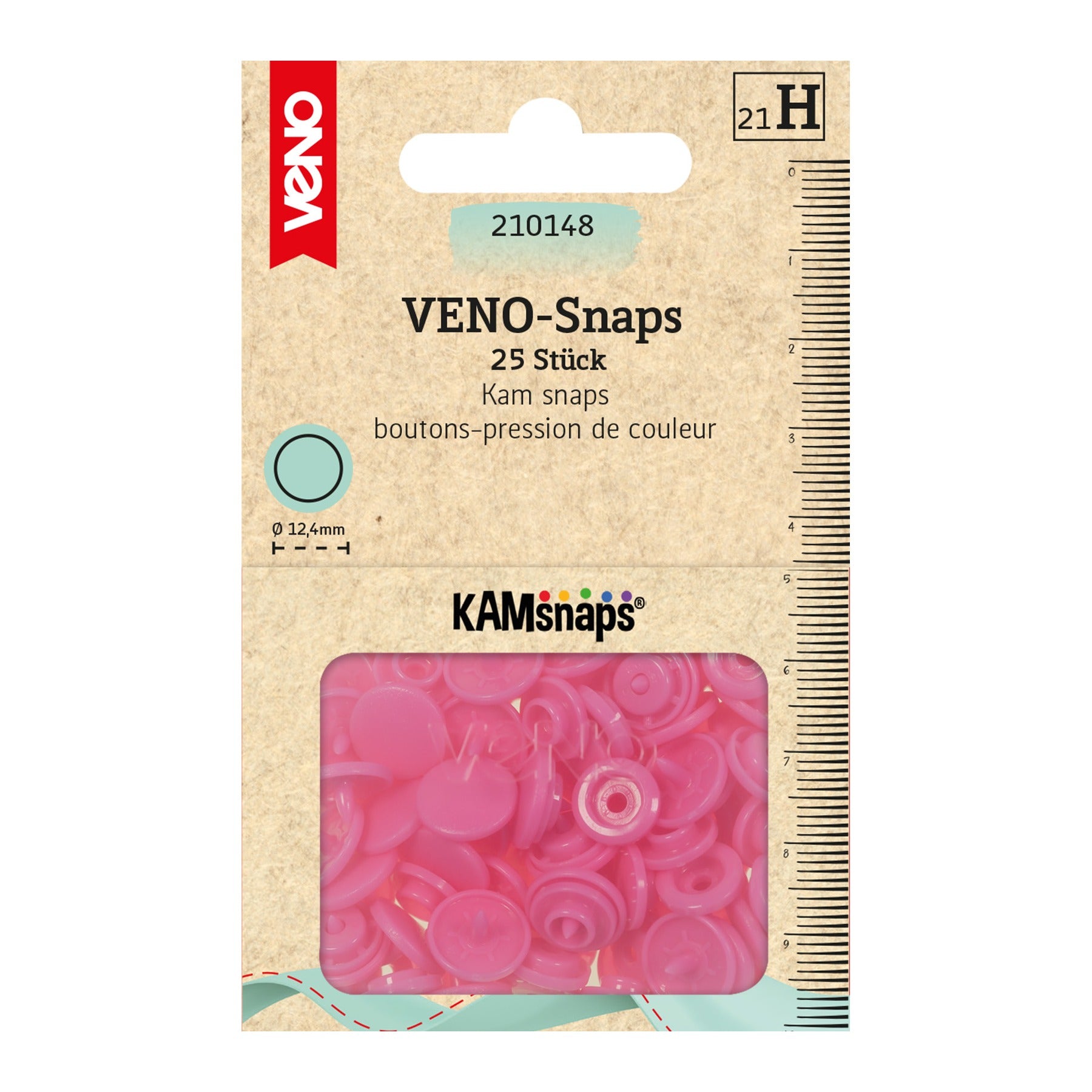VENO Snaps pink – Druckknöpfe 12,4 mm für Nähprojekte