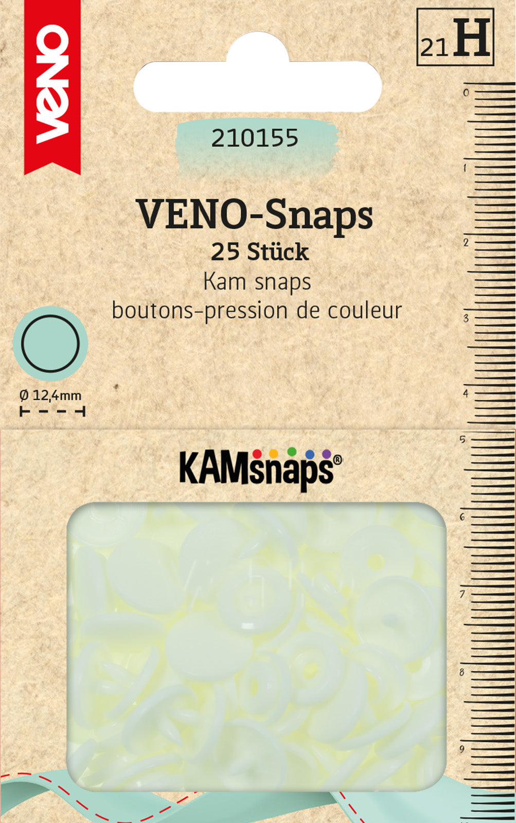 VENO Snaps  creme – Druckknöpfe 12,4 mm für Nähprojekte