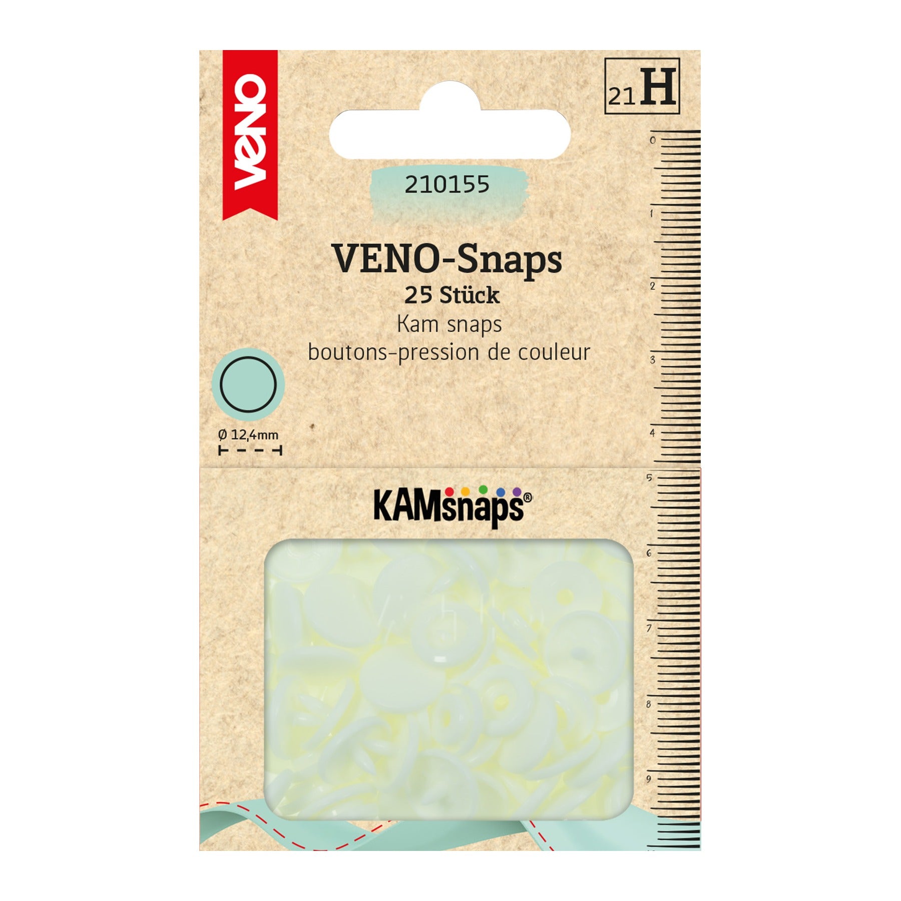 VENO Snaps  creme – Druckknöpfe 12,4 mm für Nähprojekte