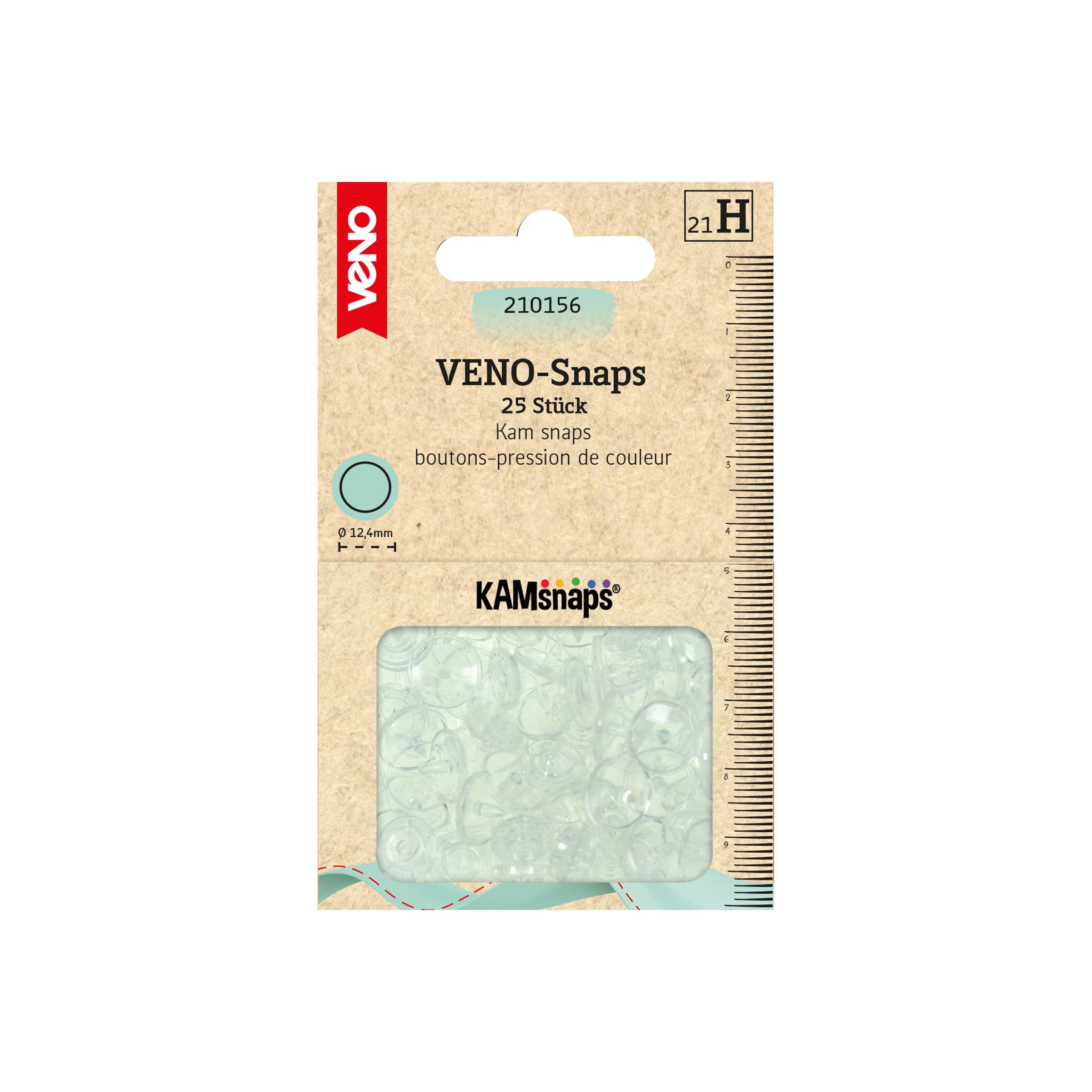 VENO Snaps  transparent – Druckknöpfe 12,4 mm für Nähprojekte