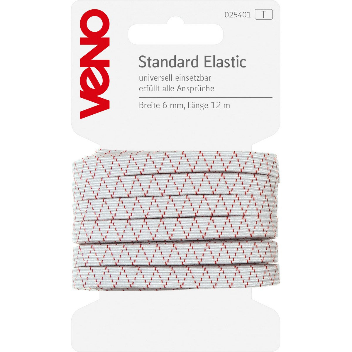 Standard-Gummiband 6 mm weiß – schmales elastisches Band, vielseitig einsetzbar.