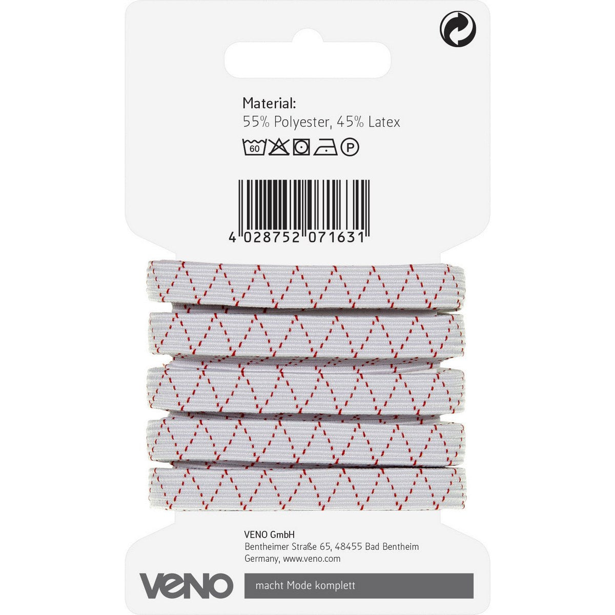 Super-Elastik-Gummiband 10 mm weiß – extra dehnbares, weiches Elastikband für Bekleidung.