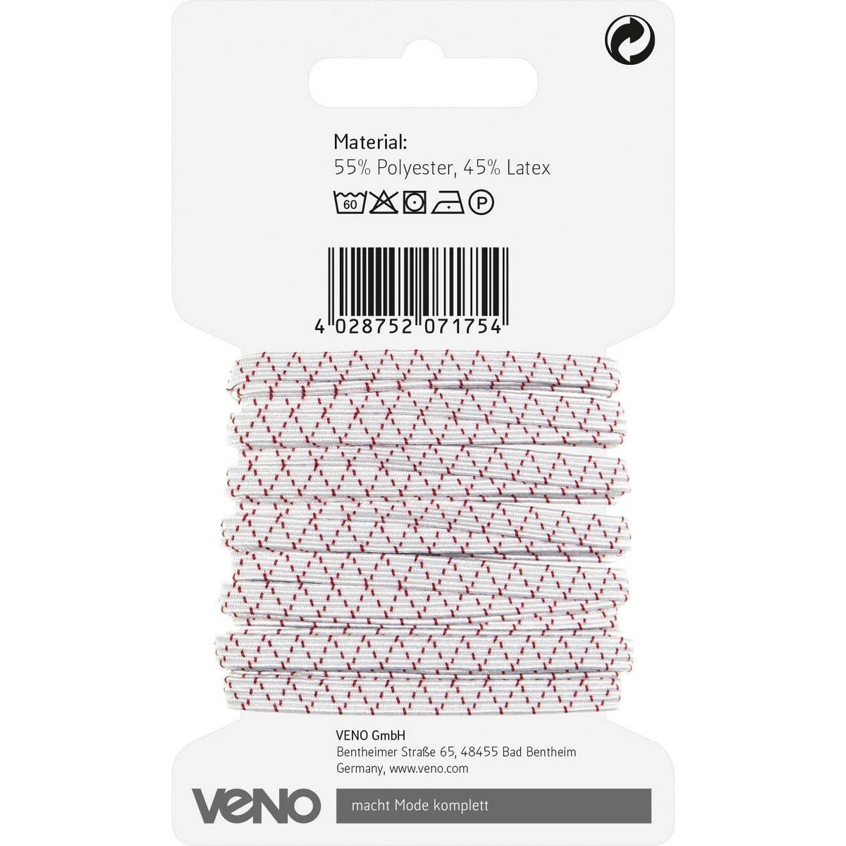 Baby-Elastik-Gummiband 5 mm weiß – weiches, hautfreundliches Gummiband für Babykleidung.