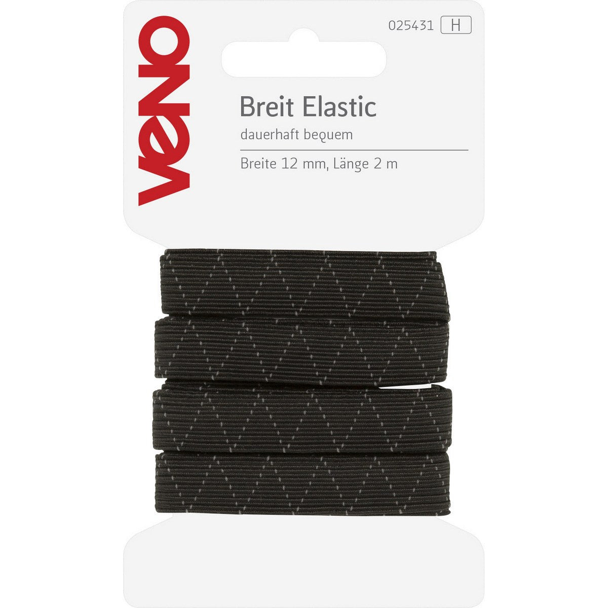 Breites Gummiband 12 mm schwarz – elastisches, stabiles Gummiband für breite Bündchen,
