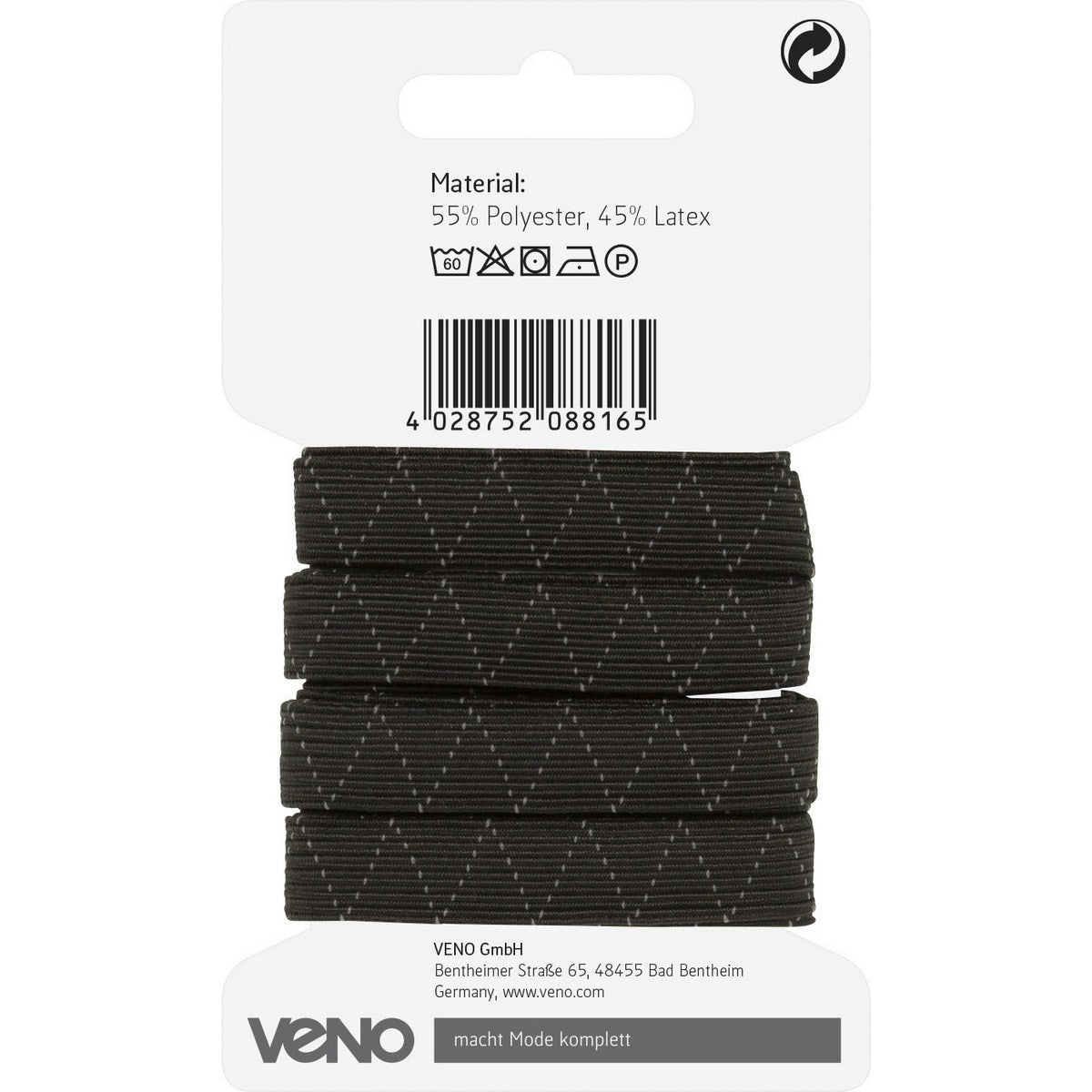 Breites Gummiband 12 mm schwarz – elastisches, stabiles Gummiband für breite Bündchen,