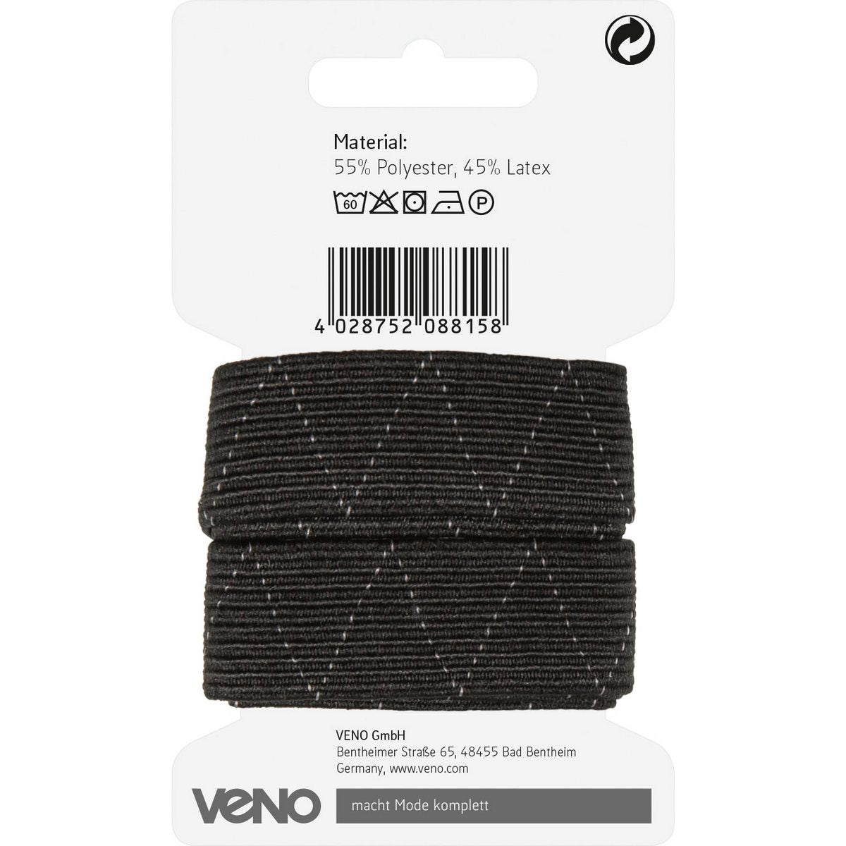 Gummiband 20mm schwarz – breites, elastisches Band für Hosenbunde und Bündchen