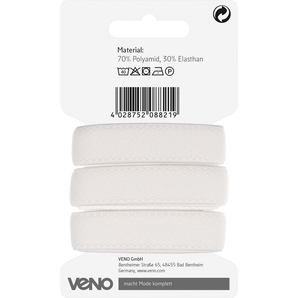 Veno, Velours-Elastik, Gummiband 15mm, Veloursband, weiss, samtweich, elastisch, BH-Gummi, Unterwäsche, Lingerie, Slips, Masken, Dessous, Sportmode, Tanzkleidung, weich, dekorativ, Meterware, Nähzubehör, sichtbar, Gummiband
