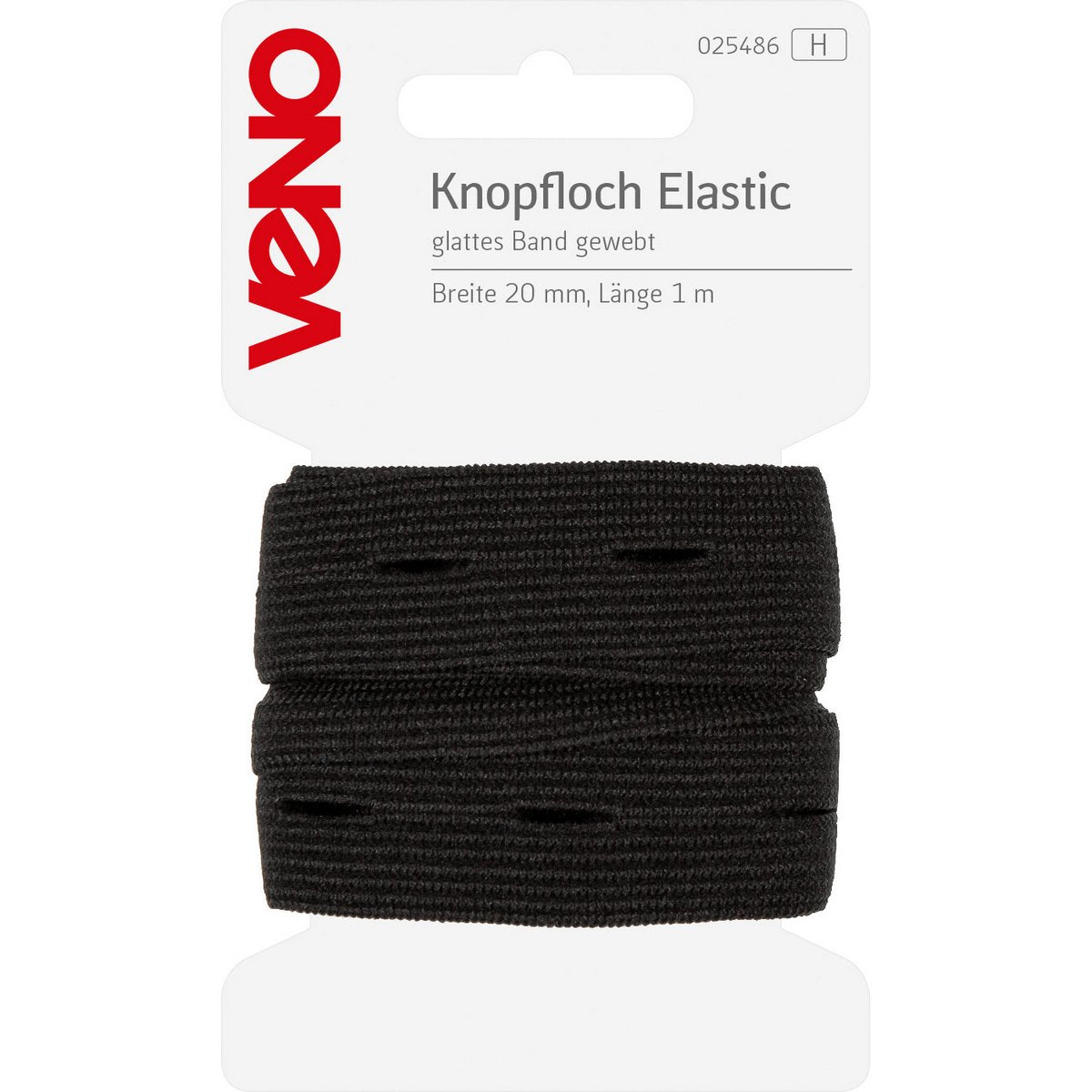 Knopflochgummi 25 mm schwarz – elastisches Gummiband mit Knopflöchern, ideal für verstellbare Bündchen