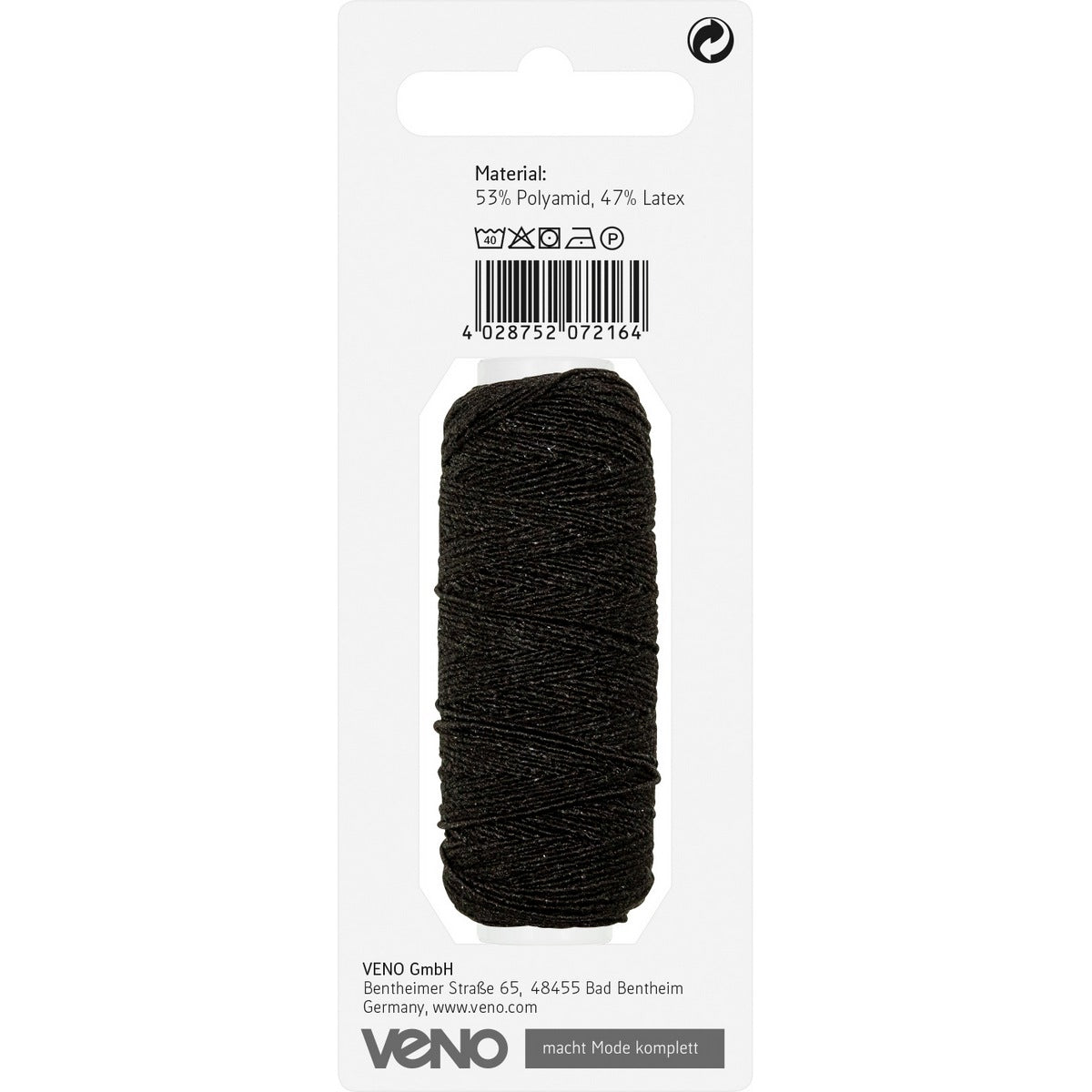 Elastischer Nähfaden schwarz 30m