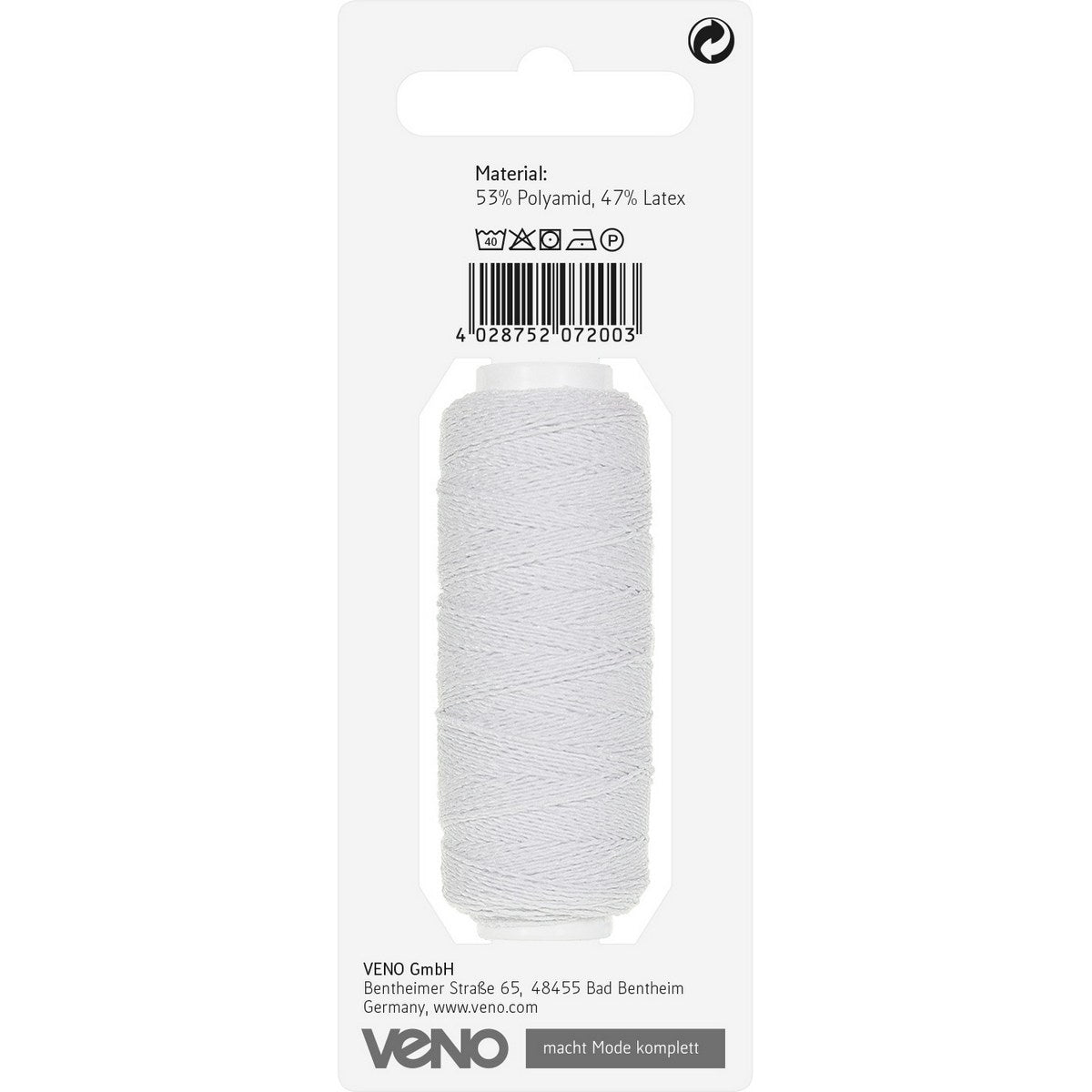 Elastischer Nähfaden weiß 30m