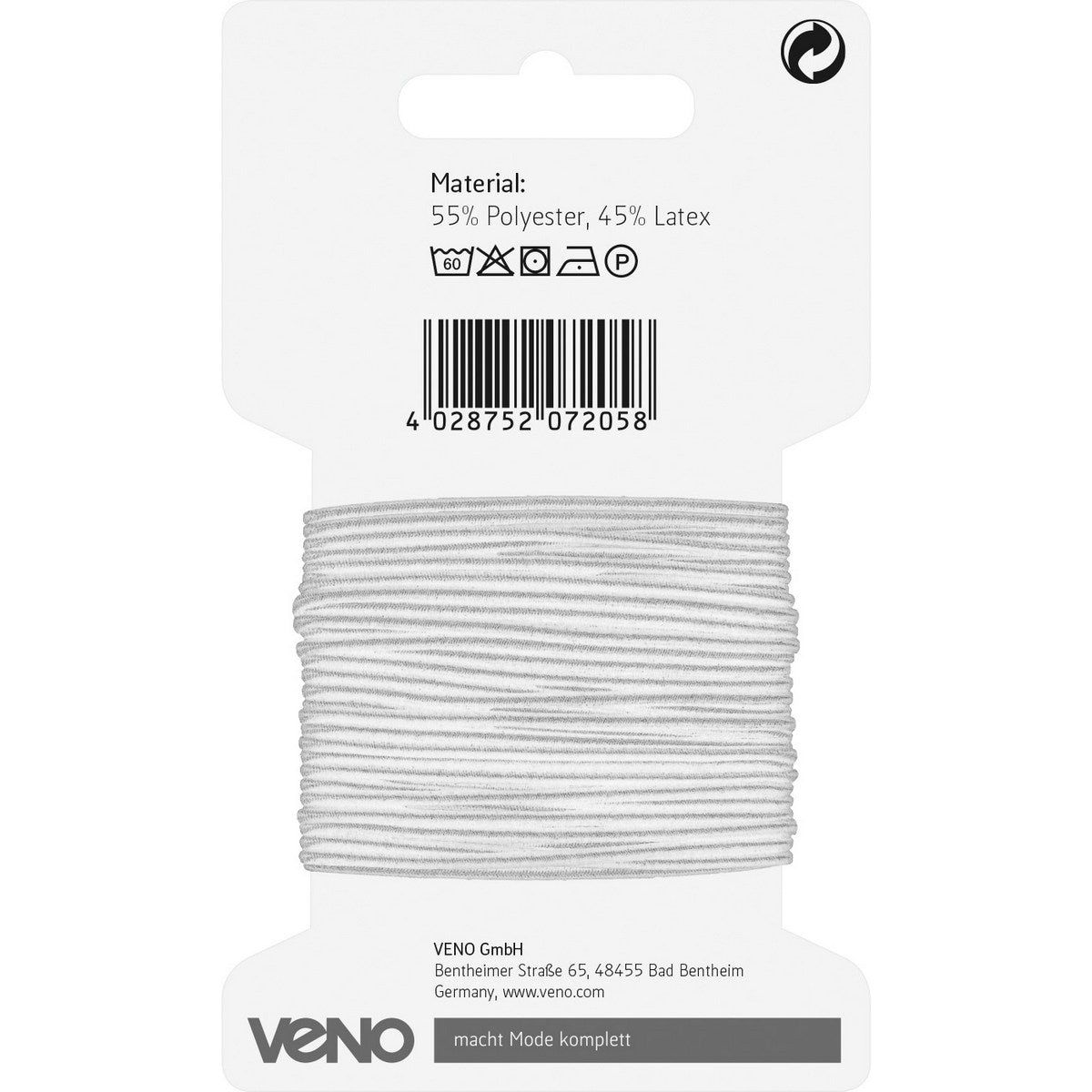 Elastische Kordel 1mm Länge 3m weiss