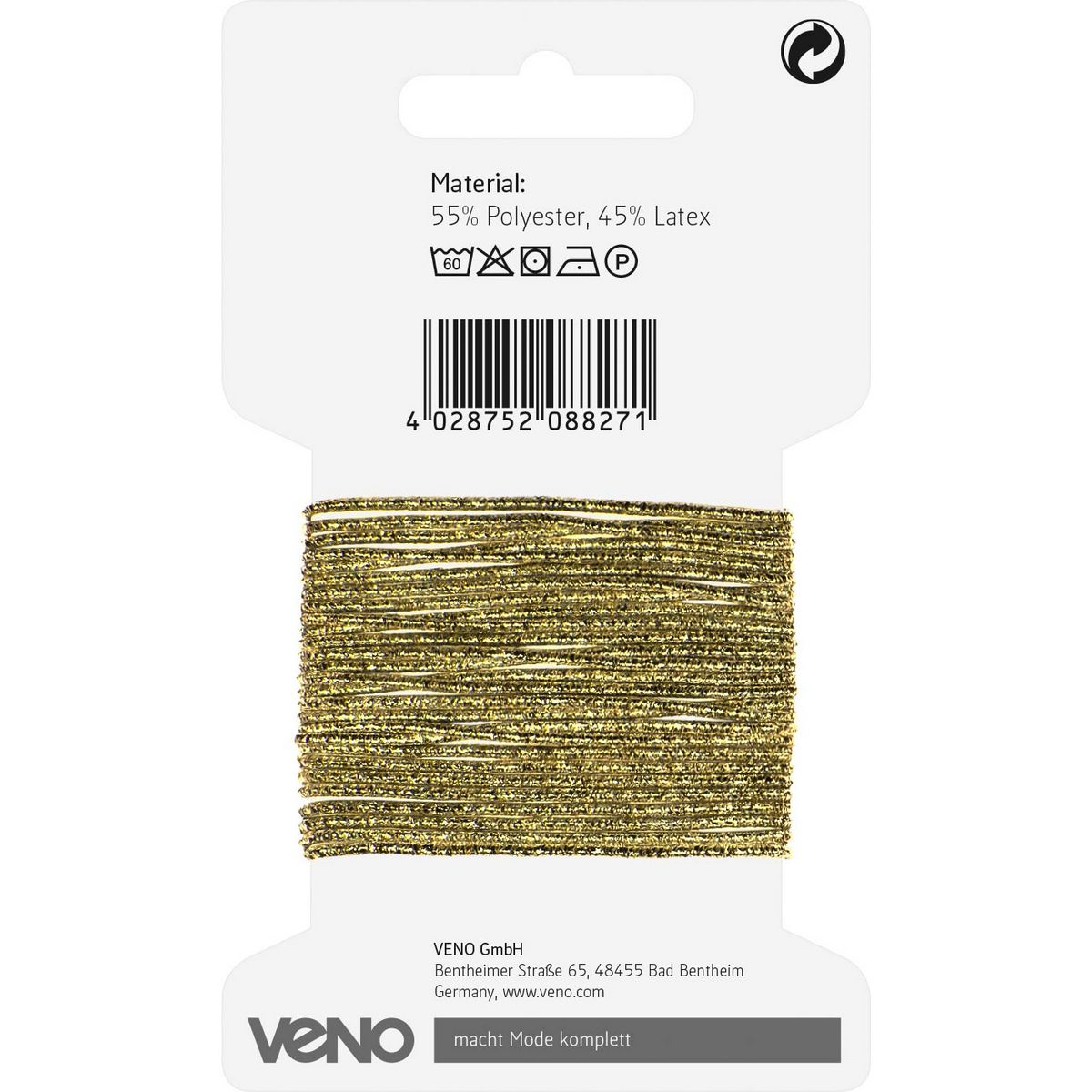 Elastische Kordel Lurex 1,5mm 3m Gold