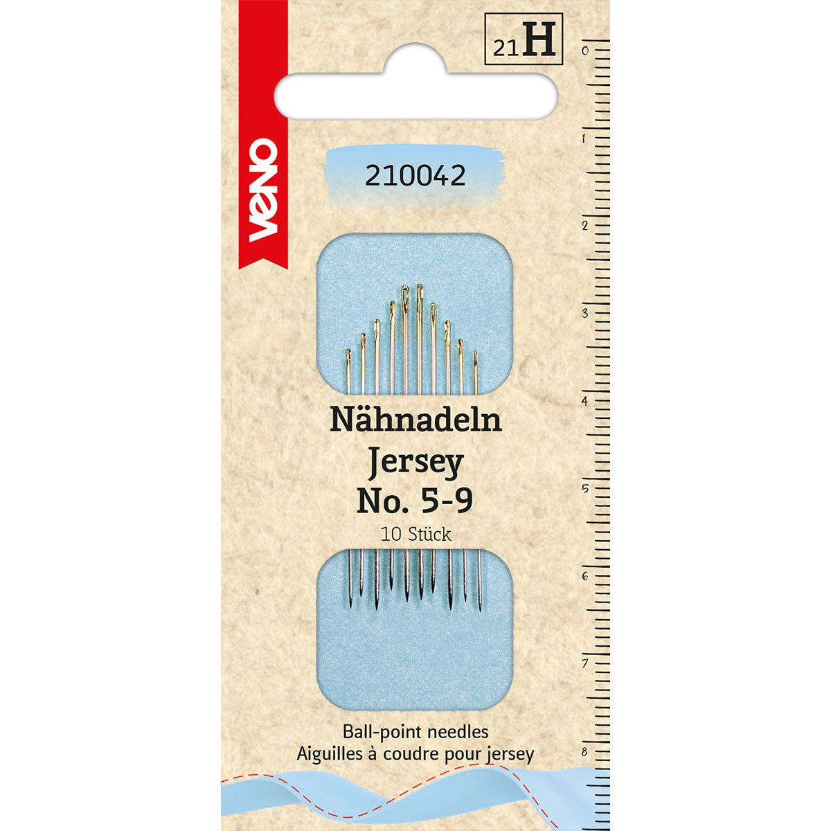 VENO Jersey-Nähnadeln 210042 – mit Kugelspitze für elastische Stoffe wie Jersey oder Stretch
