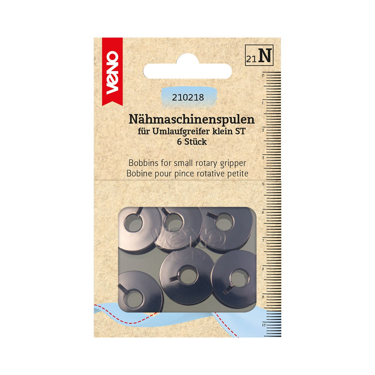 VENO Spule Umlaufgreifer Metall 210218 – 6 Ersatzspulen für Nähmaschinen