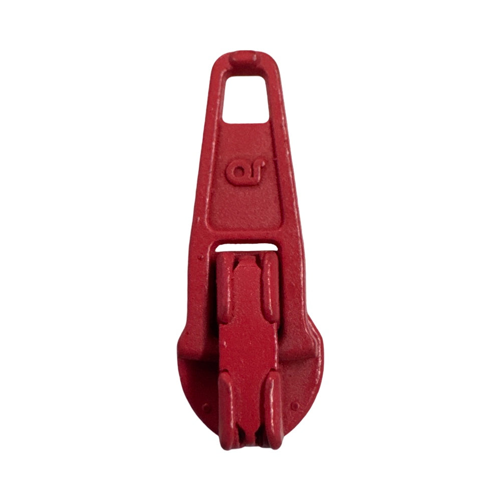 Automatikschieber für Spiralreißverschluss 4,2 mm PR0 in Rot, von vorne und seitlich sichtbar