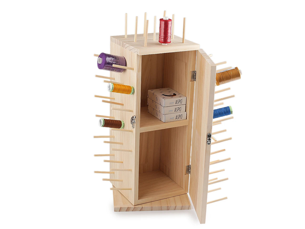 Drehbarer Garnrollenhalter aus Holz mit Haltestäben