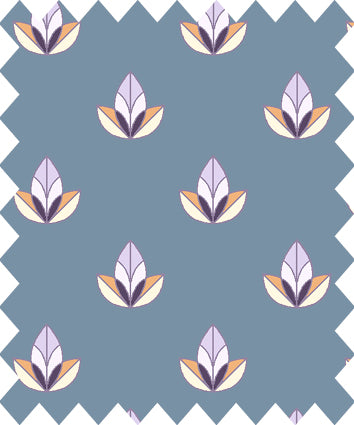 Gütermann Bright Side Stoff 647806-143 – zartes Mohnknospenmuster in Mint, Blau und Mauve auf weißem Baumwollstoff, 145 cm breit, Oeko-Tex zertifizier