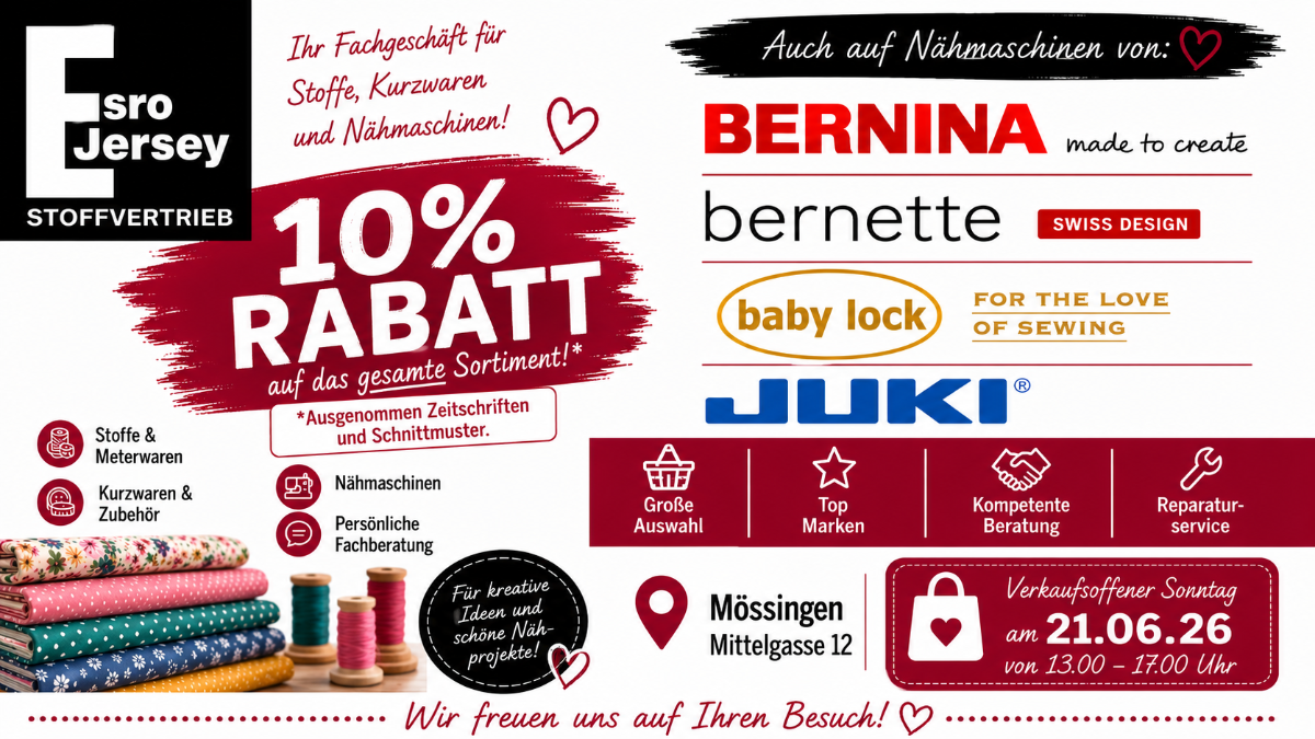 verkaufsoffener Sonntag 21.06.26  in Mössingen 